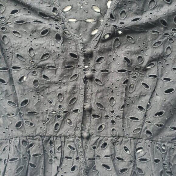 Wilfred Black Caravan Boho Eyelet Cotton Puff Sleeve Blouse Size XS - Picture 5 of 9